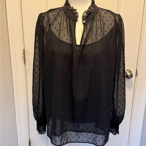 Ann Taylor Navy Blue Metallic Sheer Women's Top with camisole